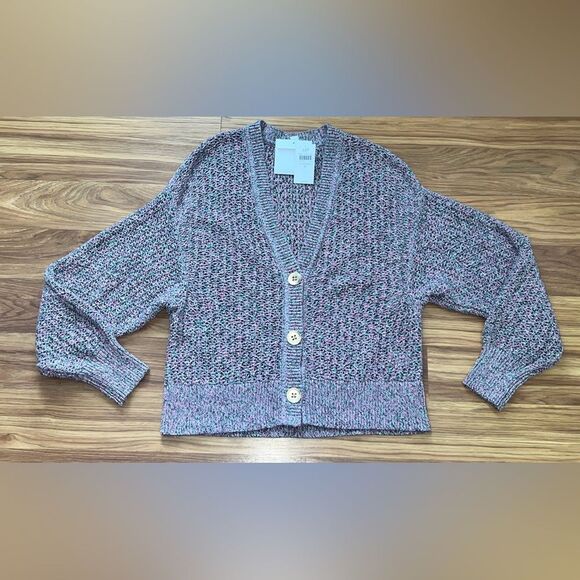 J. Jill Rosepetalm long sleeve button up cardigan chunky Boho Pink green size s - Picture 1 of 7